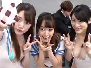 3 Japanese Whores Be hung up on Horny Office Workers